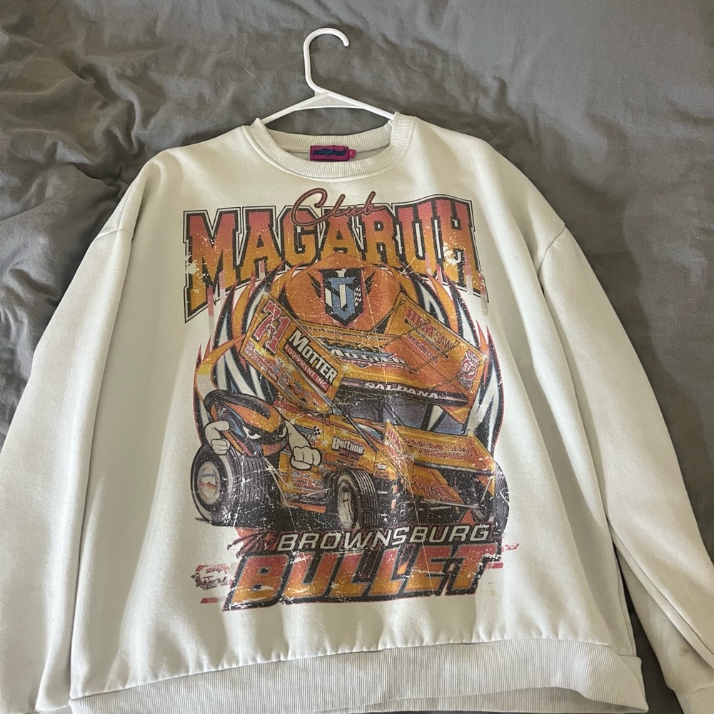 Graphic Racing Sweatshirt - White